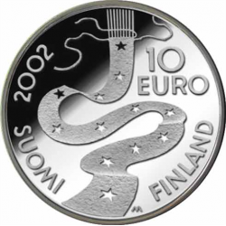 FINLANDIA 10 EUROS 2002 ELIAS LONNROT Escritor KM.108 MONEDA DE PLATA PROOF Finnland silver coin