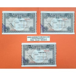 . 1 Billete EBC x BILBAO 25 PESETAS 1937 CAJA DE AHORROS VIZCAINA 030796-97-98 EUSKADI Pick S.561 Guerra Civil España