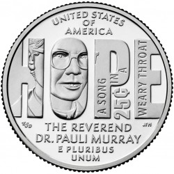 . 1 aacoin @28/FEB. Envío@ ESTADOS UNIDOS 25 CENTAVOS 2024 D PAULI MURRAY American Women Quarter 11ª / 20º MONEDA DE NICKEL