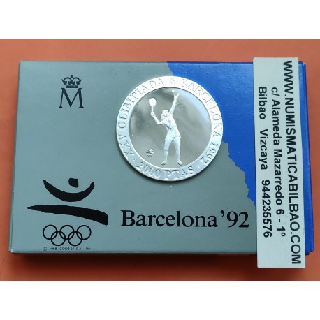 ESPAÑA 2000 PESETAS 1991 TENIS FEMENINO 3ª Serie OLIMPIADA DE BARCELONA 1992 MONEDA DE PLATA @PROOF@ ESTUCHE FNMT 0,80 Onzas