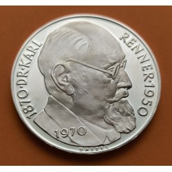 AUSTRIA 50 SCHILLINGS 1970 DOCTOR KARL RENNER KM.2909 MONEDA DE PLATA PROOF Osterreich silver 0,60 ONZAS