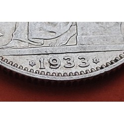 @ERROR REVERSO GIRADO@ ESPAÑA 1 PESETA 1933 * 3 - 4 DAMA KM.750 MONEDA DE PLATA República Española R/5