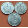 3 monedas x 1 PESO 1982 Escritor ERNEST HEMINGWAY EL VIEJO y EL MAR KM.88+89+90 NICKEL SC Caribe