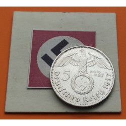 ALEMANIA 5 MARCOS 1937 A AGUILA y ESVASTICA NAZI III REICH KM.94 MONEDA DE PLATA Germany 5 Reichsmark R/2