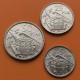 3 monedas x ESPAÑA 5 + 25 + 50 PESETAS 1957 * BA BARCELONA EXPOSICION NUMISMATICA NICKEL EBC- @RARAS@ Estado Español R/2