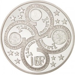 . FRANCIA 1,50 EUROS 2003 EUROPA Alegoría INTRODUCCIÓN AL EURO KM.1338 MONEDA DE PLATA PROOF 1-1/2€