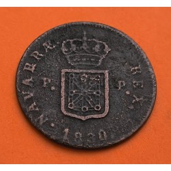 REINO DE NAVARRA España Rey FERNANDO VII 3 MARAVEDIES 1830 Ceca de PAMPLONA @RARA@ MONEDA DE COBRE Spain 3 Maravedis R/3