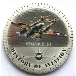 @TIrada 1.940 + ESTUCHE@ BURUNDI 5000 FRANCOS 2015 PRAGA E-51 Historia de la Aviación KM.43 MONEDA DE PLATA PROOF COLORES