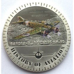 @TIrada 1.940 + ESTUCHE@ BURUNDI 5000 FRANCOS 2015 SAVOIA MARCHETTI Historia de la Aviación KM.44 MONEDA DE PLATA PROOF COLORES