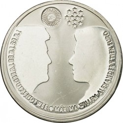 HOLANDA 10 EUROS 2002 BODA REAL DEL PRINCIPE GUILLERMO y MAXIMA MONEDA DE PLATA SC The Netherlands ROYAL WEDDING