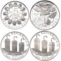 2 monedas PROOF x SAN MARINO 5 EUROS 2002 + 10 EUROS 2002 BIENVENIDA AL EURO PLATA SI CÁPSULAS NO ESTUCHE