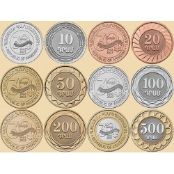 . 6 monedas x ARMENIA 10 + 20 + 50 + 100 + 200 + 500 DRAMS 2023 ANIVERSARIO Ex-Rusia Republic SC