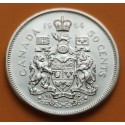 CANADA 50 CENTAVOS 1964 REINA ISABEL II KM.56 MONEDA DE PLATA SC- Half Dollar silver