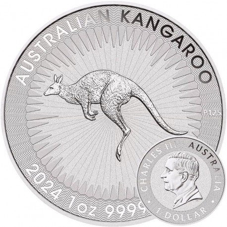 . 1 aacoin @1ª MONEDA con la EFIGIE del REY CARLOS III@ AUSTRALIA 1 DOLAR 2024 WILDLIFE CANGURO PLATA Kangaroo OZ ONZA