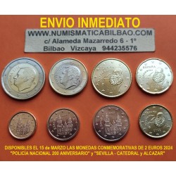 . 1 aaacoin ESPAÑA MONEDAS EURO 2024 Serie 1+2+5+10+20+50 Centimos + 1 EURO + 2 EUROS REY FELIPE VI Tira
