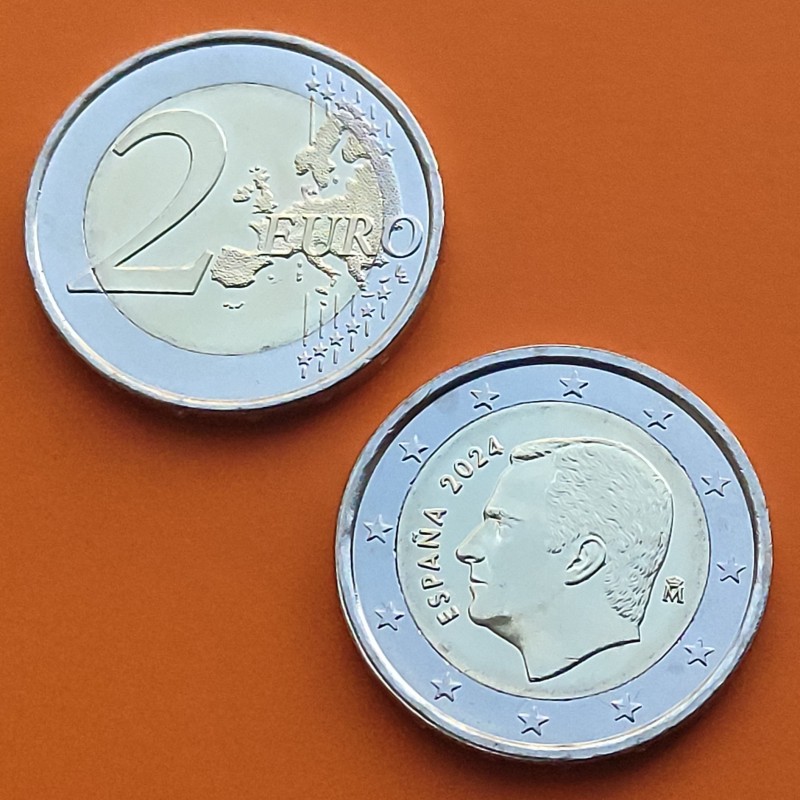 . 1 aaacoin @@ 15/MARZO Envío @@ ESPAÑA 2 EUROS 2024 REY FELIPE VI  SC MONEDA NO CONMEMORATIVA Tirada Limitada