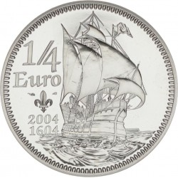 FRANCIA 1/4 EURO 2004 GALEON ANTIGUO EXPLORADOR SAMUEL DE CHAMPLAIN KM.1372 MONEDA DE PLATA PROOF