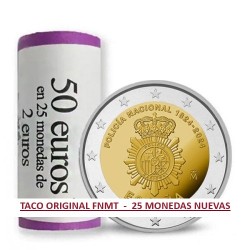 . 1 aaacoin @TACO ORIGINAL FNMT - 25 MONEDAS@ ESPAÑA 2 EUROS 2024 POLICIA NACIONAL 200 Aniversario SC CONMEMORATIVA