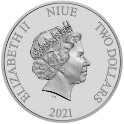 .@1 ONZA 2021 PIRATAS DEL CARIBE@ NIUE 2 DOLARES 2021 BARCO LA PERLA NEGRA Disney MONEDA DE PLATA SC silver 15.000 uds.