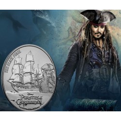 . 1 moneda x PIRATAS DEL CARIBE NIUE 2 DOLARES 2021 THE BLACK PEARL Disney 1ª PLATA 15.000 uds ONZA La Perla Negra