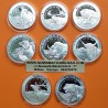 . 8 monedas x GHANA 5 CEDIS 2019+2020+2021+2022 MAMUT, CIERVO... Serie GIANTS OF THE ICE AGE PLATA PURA 1 ONZA OZ