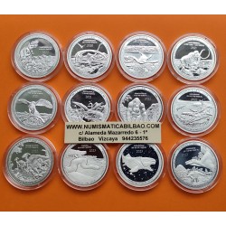 . 12 monedas x CONGO 20 FRANCOS 2020+2021+2022+2023 DINOSAURIOS Prehistoric Life MAMUT, T-REX... PLATA 1 ONZA OZ