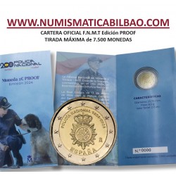 . 1 aaacoin @PROOF - ESTUCHE@ ESPAÑA CARTERA FNMT 2 EUROS 2024 POLICIA NACIONAL MONEDA CONMEMORATIVA