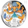 . 1 aaacoin @COLORES@ AUSTRALIA 1 DOLAR 2024 AÑO DEL DRAGON @Tirada 5.000@ Serie Lunar MONEDA DE PLATA ONZA