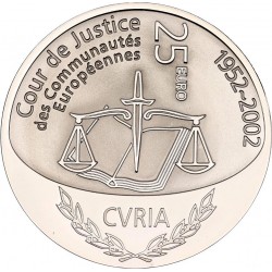 1ª MONEDA DE SU HISTORIA EN EUROS x LUXEMBURGO 25 EUROS 2002 JUSTICIA KM.83 MONEDA DE PLATA PROOF Luxembourg