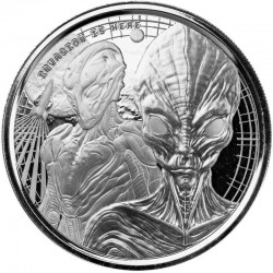 . 1 aaacoin @3/ABRIL Envío@ GHANA 20 CEDIS 2023 ALIENIGENAS INVASION IS HERE MONEDA DE PLATA PURA CAPSULA ONZA OZ Alien