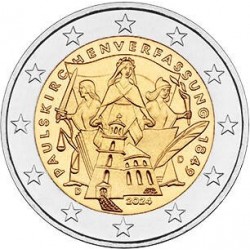 . 1 aaacoin ALEMANIA 2 EUROS 2024 CONSTITUCION de PAULKIRSCHE Letra al azar 2ª MONEDA CONMEMORATIVA SC Germany