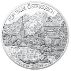 AUSTRIA 10 EUROS 2016 REGION de HALLSTAT PUEBLO EN LOS ALPES MONEDA DE PLATA SC @BLISTER@ Österreich euro silver coin