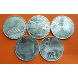5 monedas x ALEMANIA 10 EUROS 2002 Cecas A + D + F + G + J PLATA SC Germany BRD euro coins