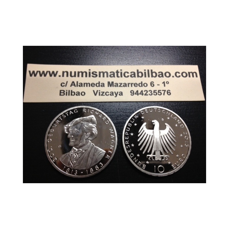 ALEMANIA 10 EUROS 2013 D RICHARD WAGNER MUSICO y COMPOSITOR MONEDA DE NICKEL SC