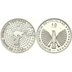 ALEMANIA 10 EUROS 2007 F TRATADO ROMA 50 ANIVERSARIO MONEDA DE PLATA SC Germany silver 