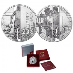 AUSTRIA 20 EUROS 2014 CAIDA DEL TELON DE ACERO KM.2323 MONEDA DE PLATA PROOF ESTUCHE CERTIFICADO Österreich silver