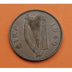 IRLANDA 1 PENIQUE 1949 GALLINA y POLLUELOS KM.11 MONEDA DE BRONCE MBC+ Ireland Eire 1 Penny WWII