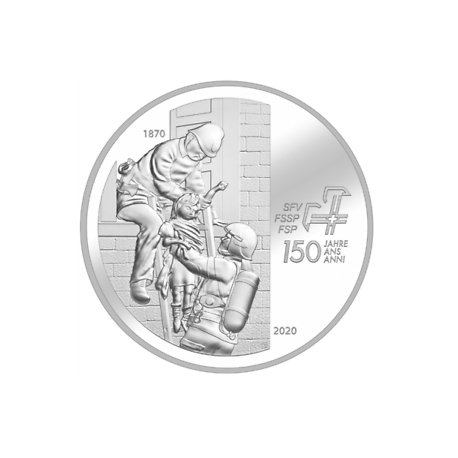 . @AGOTADA@ SUIZA 20 FRANCOS 2020 B CUERPO DE BOMBEROS DE SUIZA MONEDA DE PLATA SC Switzerland 20 Francs