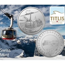 . 1 aacoin @11.000 Uds.@ SUIZA 20 FRANCOS 2024 B TELEFERICO TITLIS por CABLES MONEDA DE PLATA SC Switzerland 20 Francs