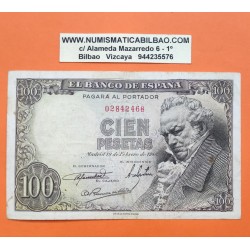 ESPAÑA 100 PESETAS 1946 FRANCISCO DE GOYA Sin Serie 02842468 Pick 181 BILLETE CIRCULADO Spain banknote