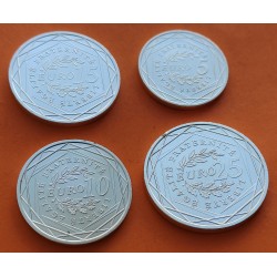 . 4 monedas x FRANCIA 5 EUROS 2008 + 10 EUROS 2009 + 15 EUROS 2008 + 25 EUROS 2009 LA SEMBRADORA PLATA SC/SC-