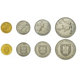 4 monedas x PORTUGAL 1 ESCUDO + 2,50 + 5 + 25 ESCUDOS 1982 CAMPEONATO MUNDIAL DE HOCKEY NICKEL LATON SC