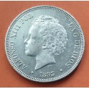 @MUY BONITA@ ESPAÑA 5 PESETAS 1893 * 18 93 PGL REY ALFONSO XIII tipo "RIZOS" KM.700 MONEDA DE PLATA (DURO) Spain silver R/5
