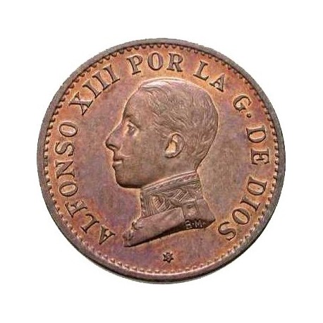 . 1 moneda LUJO x ESPAÑA Rey ALFONSO XIII 1 CENTIMO 1912 * 2 PCV REY y ESCUDO KM.731 BRONCE SC Spain R/2