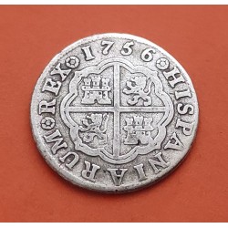 ESPAÑA Rey FERNANDO VI 1 REAL 1756 JB Ceca de MADRID MONEDA DE PLATA @ESCASA@ Spain colonial silver coin Ferdinand VI