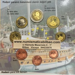 @OFERTA@ TURQUIA MONEDAS EURO PRUEBA 2004 CARTERA SET Euro Set 8 coins ESSAI PROBE PATTERN Turkey Turkiye