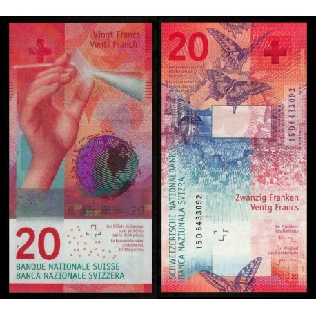 SUIZA 20 FRANCOS 2015 ARTHUR HONEGGER Firmas STUDER + DANTHINE Pick 76.C.82 BILLETE SC Switzerland UNC BANKNOTE