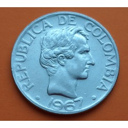 COLOMBIA 50 CENTAVOS 1967 FRANCISCO DE PAULA SANTANDER KM.228 MONEDA DE NICKEL SC- República Colombiana