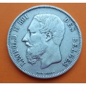 BELGICA 5 FRANCOS 1868 Rey LEOPOLDO II DES BELGES KM.24 MONEDA DE PLATA MBC Belgium silver 5 Francs