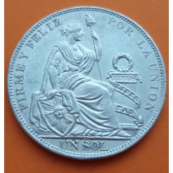 PERU 1 SOL 1915 F.G. Ceca de Lima DAMA SENTADA KM.196 MONEDA DE PLATA EBC @PUNTITOS@ República Peruana